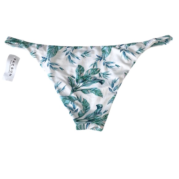 PAC Sun La Hearts ⚘ Leaf Print Hipster Bikini Bottom ⚘ White Green ⚘ XL - Picture 5 of 16